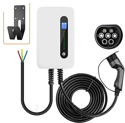 Câble de chargeur pour véhicule électrique 7kW Wallbox Chargeur de véhicule électrique Type 2 Prise 32A Station de recharge murale Chargeur EV EVSE 62196 Câble 6M