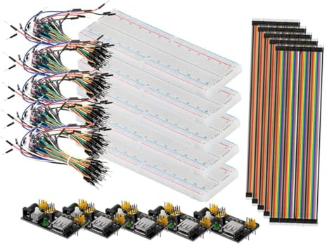 GALPADA Point Solderless Breadboard Kit with Power Supply Module Flexible Jumper Wires Pin Cables Compatible with Circuits for DIY Electronics School and Laboratory Use