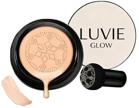 Luvie Glow Foundation Cushion, Mushroom Head Air Cushion CC Cream, BB Cream Face Makeup Foundation, feuchtigkeitsspendender Concealer, hellt langanhaltenden, gleichmäßigen Hautton (Warm)
