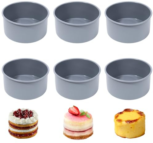 Minxulan 6 Moldes Redondos Silicona 10cm Tartas Magdalenas | Prepara Mini Tartas Y Magdalenas Con Moldes De Silicona De 4 Pulgadas Desmoldables Y Reutilizables Para Hornear Con Facilidad