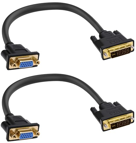 YARCHONN DVI a VGA cavo adattatore DVI-I 24 + 5 pin maschio a VGA femmina convertitore cavo per PC HDTV monitor proiettore 30 cm – 2 pezzi