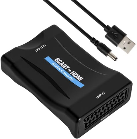 Convertitore SCART to HDMI 720p/1080p Adattatore SCART HDMI con alimentazione USB, facile da usare Plug & Play, ideale per TV, monitor, proiettori, compatibile con DVD, PS3, VHS