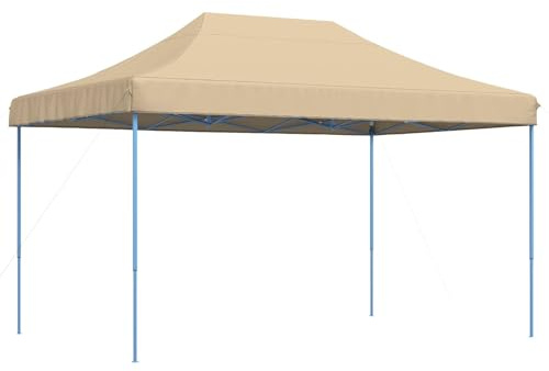 vidaXL Party-Zelt Beige 292 x 440 x 315 cm Oxford-Stoff, Garten und Terrasse, modernes Zelt, Pop-Up Überdachung, flexibel höhenverstellbar, schnell aufzubauen, Stahlrahmen