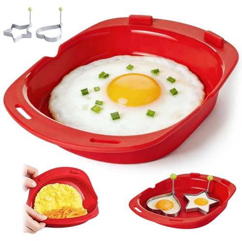 DVDVBOOM Silicone Microwave Omelette Maker, Scrambled Microwave Omlet Cooker with Poached Egg Ring for Home and Kitchen