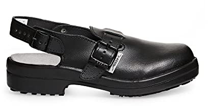 ABEBA 1010-37 Sicherheitsschuh - Arbeitsclog - Classic - Genarbtes Leder - Antistatisch - Rutschfeste Laufsohle - Größe: 37 - Farbe: Schwarz