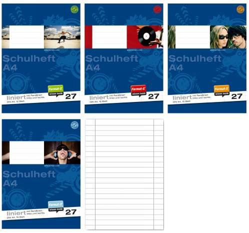 Heft A4 16 Blatt weiß Lineatur 27 liniert mit Rand, Bastelweltset 1 VE = 10 Stück, Schulheft, Schreibheft, Rechenheft, Hefte
