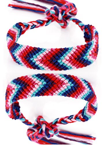 DonDon 2 Unisex Freundschaftsbänder - Partnerbänder geflochten blau-rot