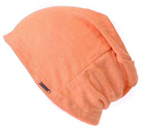 CHARM Leinen Beanie Sommer Mütze - Damen Aus Japan Hut Strick Dünn Leichte Orange