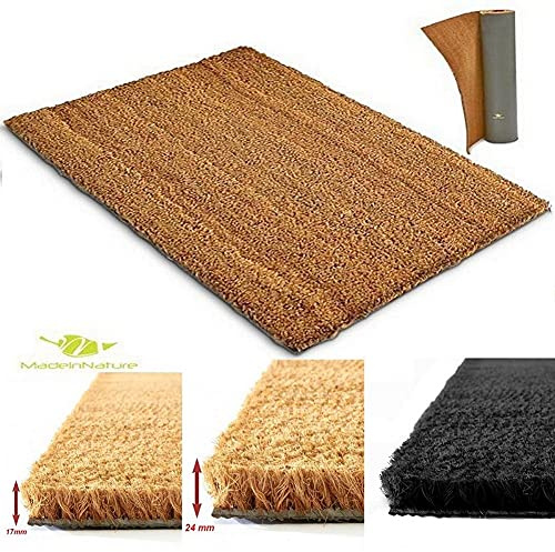 Tapis d'entrée en coco | Paillasson fibres en coco naturel – Effet nettoyant et grattant | Multi usages | Dimension et couleur au choix (Largeur 100cm x longueur 120cm x Hauteur 17mm, Naturel)