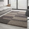 Carpettex Hochflor Teppich Wohnzimmer Shaggy Flokati Teppich Modern Kariert Design 280 x 370 cm Taupe - Teppich Schlafzimmer Weich Flauschig Waschbar Teppich Küche Esszimmer - Langflor Teppiche