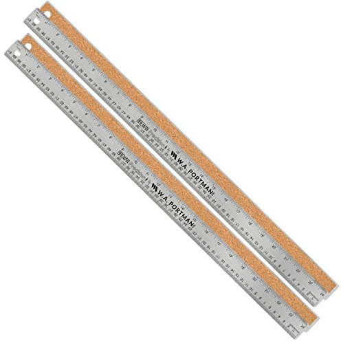 Breman Präzisions-Lineal aus Edelstahl | Lineal mit gerader Kante und metrischer Graduierung für Schule, Büro, Technik, Holzbearbeitung Flexibel rutschfester Korkbasis, **, 61 cm, 2 Stück, 24 PACK