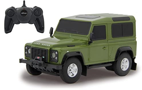 JAMARA 405154 - Land Rover Defender 1:24 grün 27MHz - RC Auto, offiziell lizenziert, ca 1 Std Fahren, 9 Km/h, perfekt nachgebildete Details, detaillierter Innenraum, hochwertige Verarbeitung