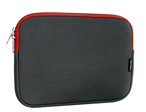 Emartbuy Dark Grey/Red Neoprene Laptop Sleeve 11.6-12.7 Inch | Premium water-resistant neoprene with full-zip closure; Lightweight; Compatible with Notebooks and Chromebooks