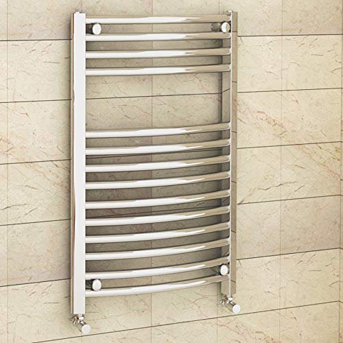 800 x 300mm (H x W) Bathroom Central Heating Curved Ladder Towel Rail Radiator - Chrome Finish