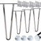 Stahlia Haarnadel Tischbeine Möbelfuß Höhe 40cm Chrom (4er Set) 2 Streben Ø12mm Tischgestell Hairpin Leg Möbelfüße Schalldämmung inkl. Bodenschoner