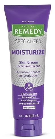 Medline Remedy Specialized Skin Cream, Unscented (4 fl oz), 1.5% Dimethicone, Nourishing Moisturizer for Dry Skin, Paraben-free, and Hypoallergenic Body Cream, Daily Lotion for Dry and Sensitive Skin