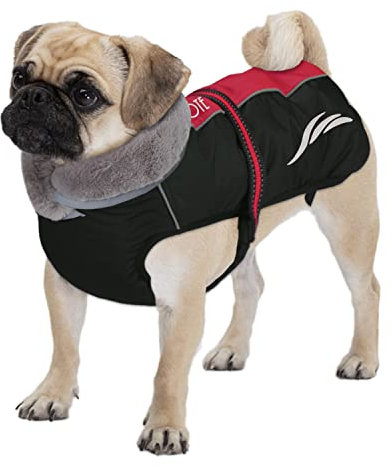 Dociote Hundemantel - reflektierende & wasserdichte Winterjacke mit Bauchschutz Hundejacke Fleece gefüttert Wintermantel für kleine mittelgroße Hunde Rot XL