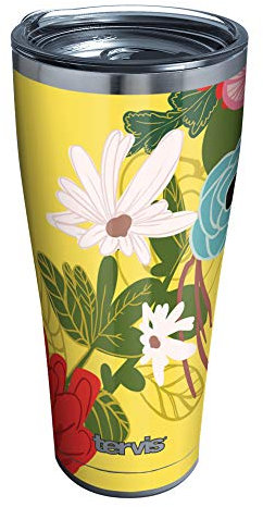 Tervis Thermobecher, 18/8 Edelstahl, Blumenmuster, Gelb