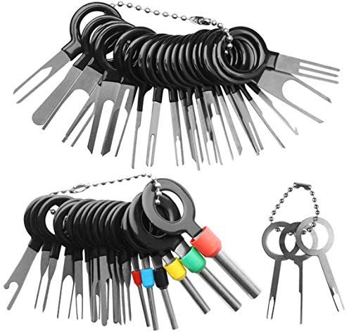 WJMY Entriegelungswerkzeug Auspinwerkzeug 41 Pcs KFZ Kabel Stecker Ausbau Werkzeug Auspinn Werkzeug Terminal Steckverbindung Demontage Pin für Flach- und Rundsteckkontakte
