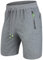 ZOXOZ Kurze Hosen Herren Shorts Sommer Kurze Jogginghose Herren Sports Shorts Sweat Baumwolle Gym Fitness mit Reissverschluss Grau L