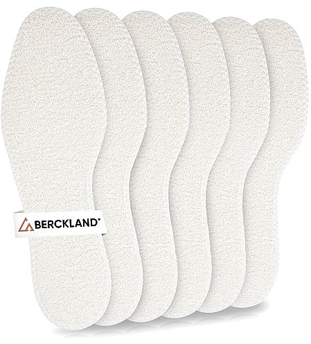Berckland Barfußsohlen 3er-Pack | Einlegesohlen für Sommerschuhe | 100% Baumwolle, Waschbar, Made in Germany | Latexdämpfung | Gr. 39 | Schuheinlagen für Frische & Komfort