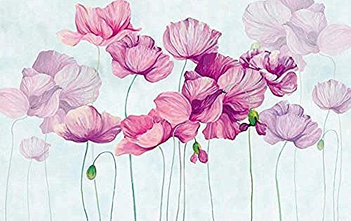 Fiore lilla Tulipano Carta da parati minimalista Carta da parati da parete Decorazione Carta da parati 3D Incolla Soggiorno Il muro per camera da letto Murale * 300 cm x 210 cm (118,1 x 82,7 pollici)