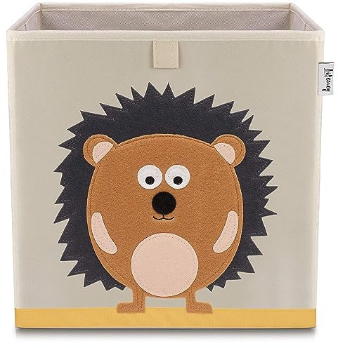 LIFENEY Aufbewahrungsbox mit Igel Motiv I Spielzeugbox mit Tiermotiv passend für Würfelregale I Ordnungsbox für das Kinderzimmer I Aufbewahrungskorb Kinder