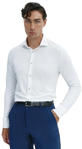 Sepiia Camisa de Vestir para Hombre sin Plancha, Antiarrugas, repele Las Manchas, sin Manchas de Sudor, antiolor, Transpirable, Camisa Hombre Manga Larga Slim fit
