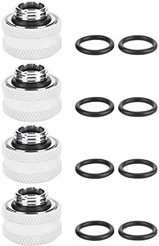 4Pcs PC Wasserkühlung Fittings,Wasserkühlung Klemmverschraubung,Wasserkühlung Klemmverschraubung mit Dichtringen für Starres Acrylrohr AD 16mm(Weiß)