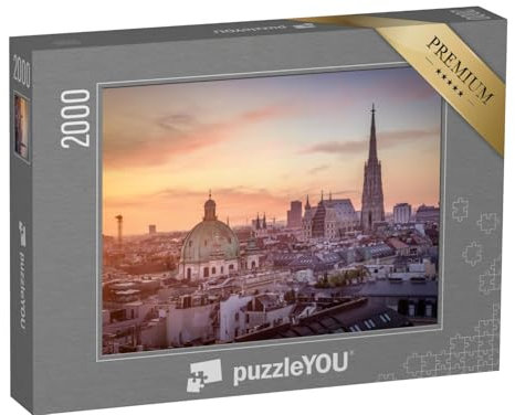puzzleYOU: Puzzle 2000 Teile „Wiener Skyline mit Stephansdom, Österreich“ – aus der Puzzle-Kollektion Wien