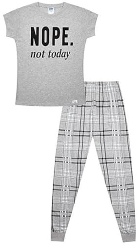 ThePyjamaFactory Mädchen Nope Not Today überprüftes Bein Langer Baumwolle Schlafanzug PJ's für Kinder (11-12 Jahre)