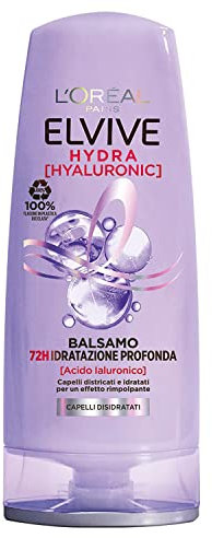 L'Oréal Paris Elvive Hydra Hyaluronic, Balsamo 72H Idratazione Profonda, con Acido Ialuronico, 250ml