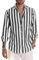 Meilicloth Men's Shirts Long Sleeve Striped Casual Shirt Button Down Regular Fit Tops, Long Lasting Comfort Top for Men Black White