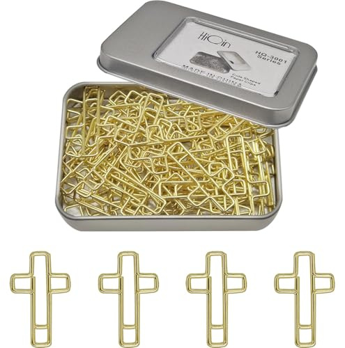 Büroklammern mit goldenem Kreuz, Bibel-Lesezeichen-Clips, Bibelstudium, Zubehör für Frauen, 50 Stück