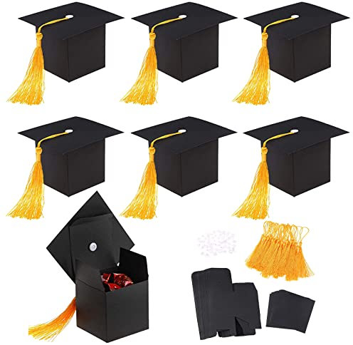24 Stück Abschluss Deko Geschenkbox, Bachelor Hut Geschenkbox, Doktorhut Deko Box, Abschlussfeier Bachelor Cap Box, Glückwunsch 2022 Bachelor Prüfung Bestanden, für Verpacken Süßigkeiten Schokolade