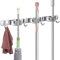 Lxoraziy Wall Broom Holder, Stainless Steel Mop Frame with 3 Slots and 4 Hooks, Wall Mounted Organizer with Screws, for Brush Mop and Broom Gripper