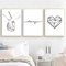 Trayosin 3-teiliges Premium Poster Set, Hand in Hand, Linie Liebe, Modern Schwarz Weiß Love Bilder Wandbilder Posterset für Wohnzimmer Schlafzimmer Deko, Ohne Rahmen (30x40cm)