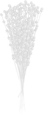 MISNODE 100 bacche artificiali di agrifoglio, 40 cm, steli di Natale finti, rami di bacche di agrifoglio, ornamenti artificiali con bacche, colore bianco