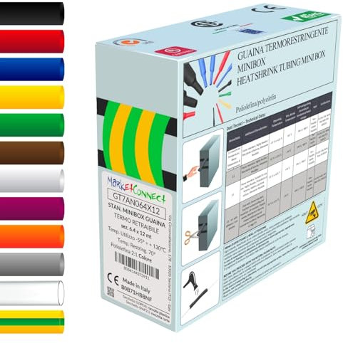 MarketConnect® Guaina Termorestringente Ø 4,8 mm, L 12mt • GIALLO-VERDE • MINIBOX 2:1 STANDARD