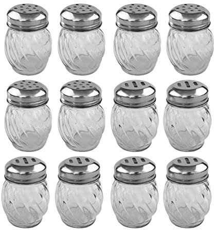 ULTECHNOVO Gewürzstreuer Mini Klar Pfefferhalter Glasstreuer Küche Kleiner Streuer mit Mesh- Oberteil für Reise Restaurant Zuhause Hochzeit Camping Tisch Partyzubeh?r 12St Käsebehälter