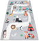 rugsx Kinderteppich Bambino Waschteppich Indianerdorf, Tiere für Kinder Anti-Rutsch - grau 80x150 cm