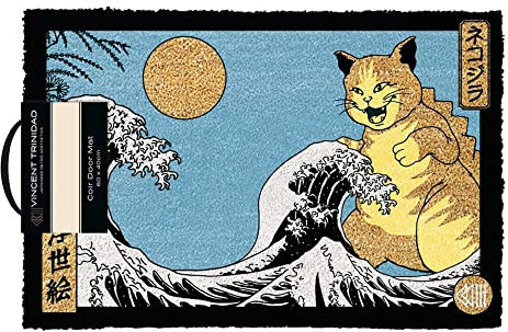 Pyramid International GP86179 Fußmatte Vincent Trinidad Kokosfaser (Catzilla Ukiyo-e Design), 40 cm x 60 cm, offizieller Merchandise-Artikel