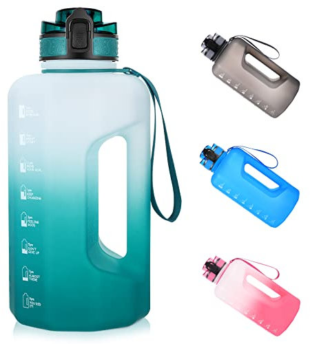 GEMFUL Botella de Agua para Deportes 2,2 L con Asa Botella de Agua Deportiva Grande para Fitness Eco Sin BPA (Cian)