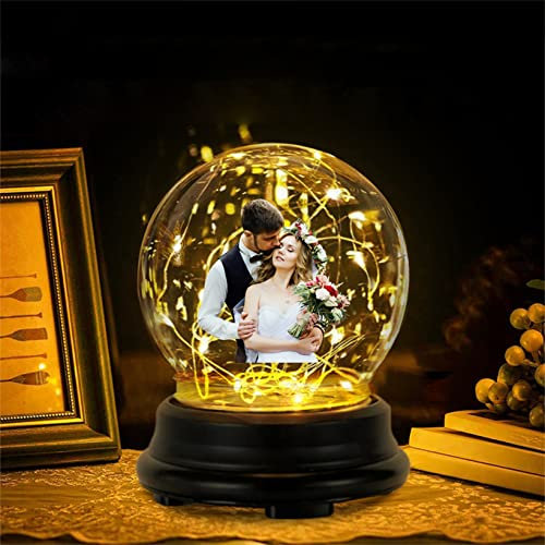 Personalisierte Lichtkuppel mit Foto, 7 Farben LED Lichterkette, personalisierte Paarlampe für Valentinstag, Hochzeitstag, Muttertag, Paarlampe