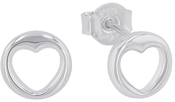 s.Oliver Ohrstecker 925 Sterling Silber Damen Ohrschmuck, 0,8 cm, Silber, Herz, Kommt in Schmuck Geschenk Box, 2035754