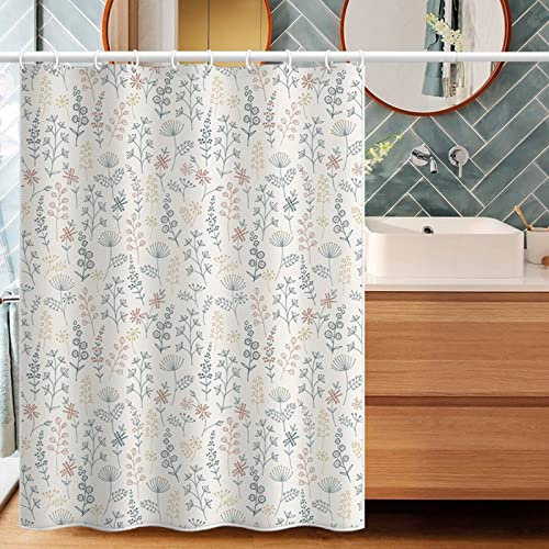 Musihy Duschrollo 120Cm, Duschvorhang Überlänge Beige Blume und Blatt Duschvorhänge Motiv Duschrollo Extra Lang