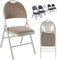 Nyxi Set of 2 Folding Chairs Premium Quality with Padded Fabric or PVC Seats, Metal Frame, Foldable Chair Home Office Dinning, Heavy Duty, Multi-Purpose Indoor & Outdoor (Cream Fabric)