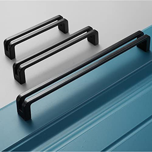 Guolich 2-Stück Schrankgriff, Küchentürgriff, Möbelgriff, Türgriff für Home Kitchen Office Möbel, Nachttische, Kommoden, Schränke, Schranktürgriffe (Schwarz, Lochabstand 128MM)