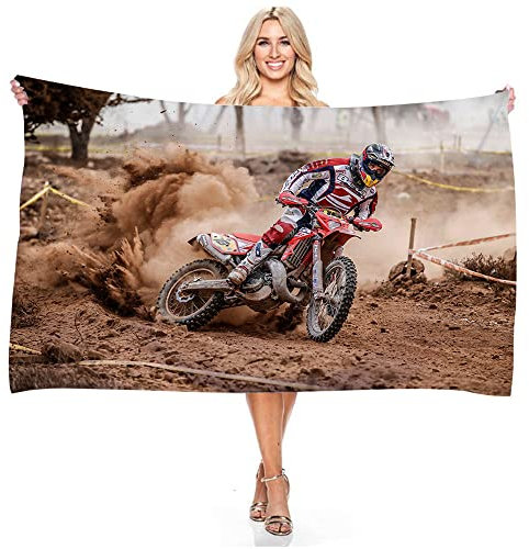 BAAROO Motorrad Strandtuch Groß Motocross Motorrad Badetuch für Erwachsene Kinder Mikrofaser Handtücher Set 130CM X 80CM
