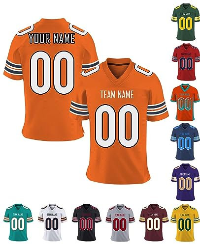 American Football Trikot Personalisiert Trikot mit Namen Logo Herren Sporthemden Personalisierte Schnelltrocknend Atmungsaktiv T-Shirt für Dammen Kinder Jungen, S-7XL, A14